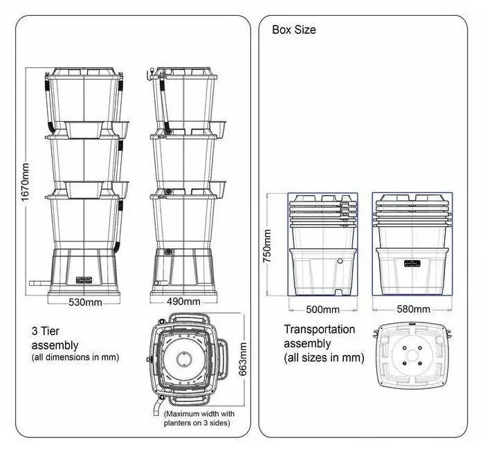 200L Rainwater Terrace Water Butt Planter - 3 Tier - Black 4 200L Rainwater Terrace Water Butt Planter - 3 Tier - Black - Image 4