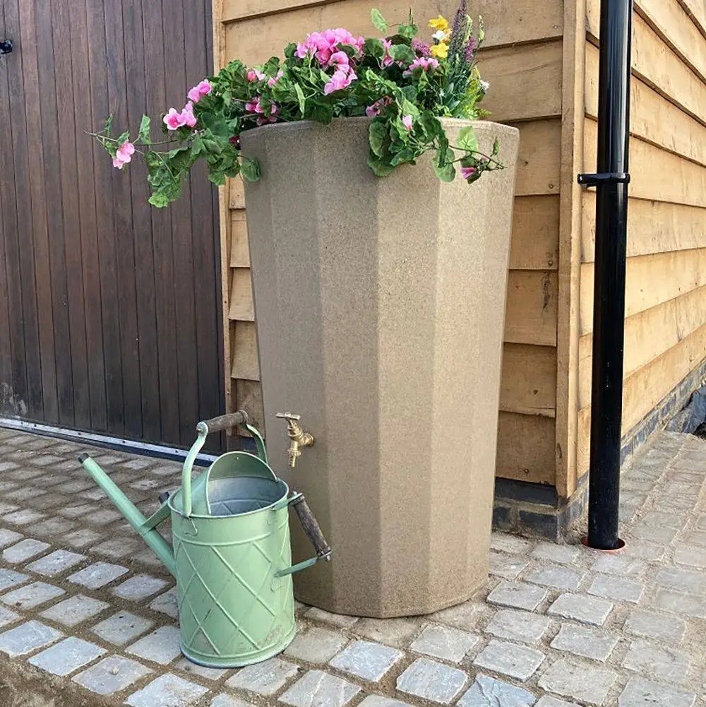 165L Midi Metropolitan Water Butt Planter - Sandstone 1 165L Midi Metropolitan Water Butt Planter - Sandstone