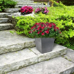 33cm Sonata Self Watering Recycled Rubber Plant Pot Steel Grey