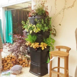 200L Rainwater Terrace Water Butt Planter - 3 Tier - Black & Dark Green -Garden Hearth water butt black 200 rainwater terrace 1 jpg