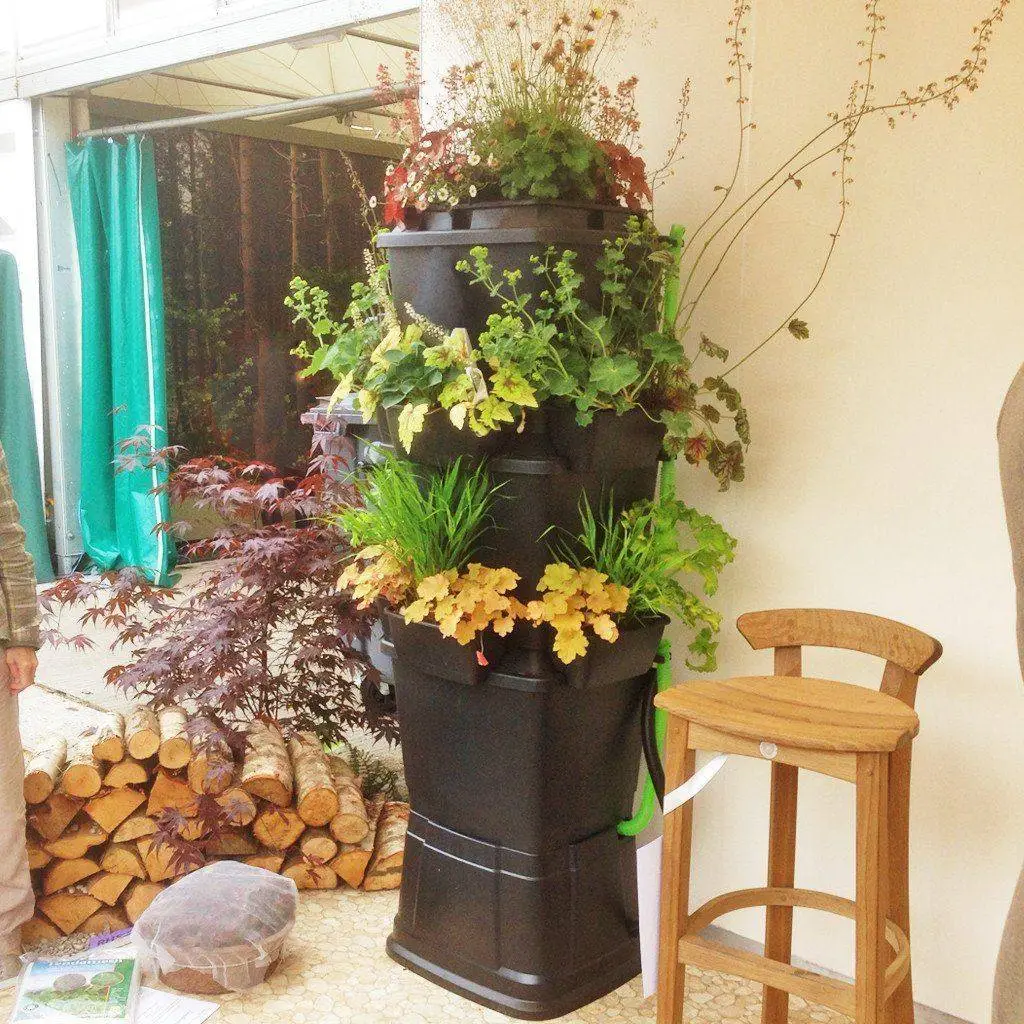 200L Rainwater Terrace Water Butt Planter - 3 Tier - Black 3 200L Rainwater Terrace Water Butt Planter - 3 Tier - Black - Image 3
