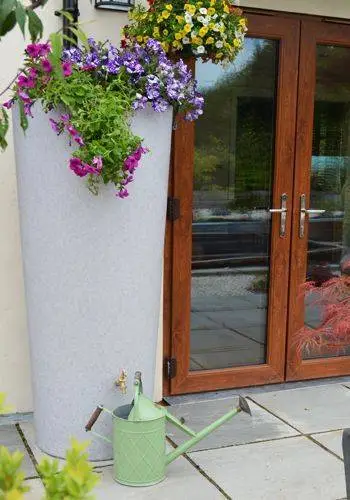 380L Garden Planter Water Butt White Marble With Tap Kit & Diverter 2 380L Garden Planter Water Butt White Marble With Tap Kit & Diverter - Image 2