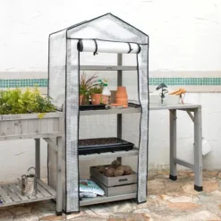 VegTrug Wooden Greenhouse Nursery & PE Cover - Grey Wash (FSC 100%)